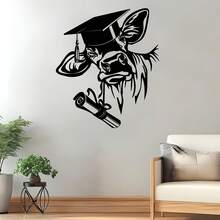 1pc Imaginative Graduation Bull Metal Wall Art | Suitable For Home Walls And Garden Fences, Weather-Resistant Iron Sculpture, Great For Graduation Season, Back To School, Farmhouse Decor Enthusiasts - Black - View 2