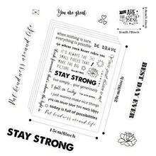 4pcs Transparent Inspirational Stickers With Beautiful Texts, Motivational Quotes And Positive Sayings, Suitable For Teens' Diaries And Scrapbooks - Black - View 2