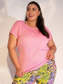 Plus Size Sports Tees & Tanks - Baby Pink - View 12