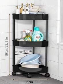 1pc Kitchen/Bathroom Corner Shelf, Freestanding Triangular Storage Rack, Multipurpose Organizer For Toilet/Vanity Bathroom Accessories - Multicolor - View 9