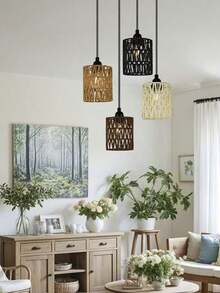 1个手工编织纸绳灯罩，创意吊灯，适用于房间、酒店、餐厅和其他高端照明场所