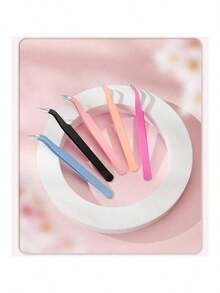 5 chiếc nhíp nối mi, dụng cụ hỗ trợ nối mi bằng thép không gỉ, màu macaron. - Nhiều màu - Xem 7