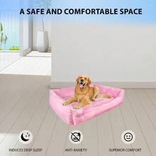Machine Washable Calming Soft Plush Pet Dog Cat Bed With Non-Slip Bottom Medium - Pink - View 11