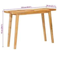 vidaXL Mesa de comedor natural madera maciza de mangue 100 x 35 x 75 cm - Marrón - Ver 10