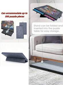 1 Set Tappetino Puzzle Pieghevole/Verticale in Feltro con 4 Cassetti, Adatto per Puzzle Fino a 500 Pezzi, Tappetino Puzzle Pieghevole e Portatile di Grandi Dimensioni - Multicolore - Visualizzare 6