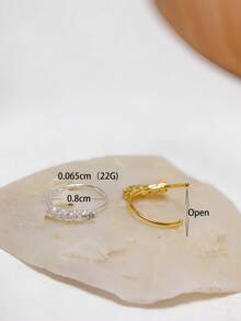 1件装 透明5锆石鼻环 925纯银耳骨耳环 耳廓耳屏耳骨穿孔 NEZ饰品