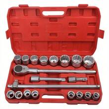 21pcs 3/4" Dr Socket Set 19-50mm 12 Point Sockets Ratchets Extension Ratchet - Silvery - View 2