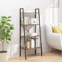 vidaXL Étagère sur pied 4 niveaux Marron foncé et noir 56x35x140 cm - Tabac - Voir 1