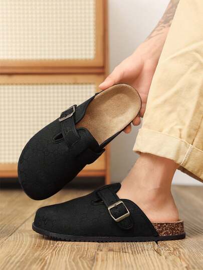 Unisex Casual Slip-On Slippers, Vintage Random Print Backless Mules, Soft Sole European And American Style Outdoor Wear, Suitable For All Seasons