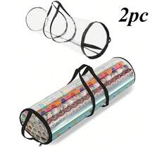 1pc Transparent Gift Packaging Storage Bag, Holiday Paper Tube Storage Bag, PVC Packaging Paper Storage Bag With Zipper And Handle, Portable Tubular Container, Transparent Christmas & New Year Gift Packaging Storage Container, Large Capacity With Pocket, Foldable Packaging Paper Storage Rack - Black - View 16