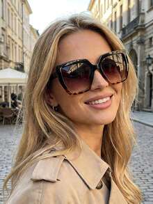 1 Peça Óculos de Moda Quadrados Grandes, Estampa de Leopardo Retrô Unissex, Estiloso Anti-Reflexo - Multicolorido - Visão 1