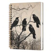 Nvucamd Witchy Black Crow Raven Spiral Notebook, Gothic Halloween Raven Journal Notebook, Dark Academia Raven Journaling Notebooks For Women, Gothic Crow Office Schoolsss Supplies Gifts, 5.5x8.3 In - 烏鴉 - 查看 1