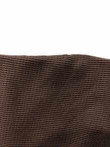 Women's Casual Brown Pullover Sweatshirt With Rib Knit Long Sleeves - Màu nâu  Mocha - Xem 8