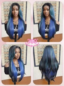 4x2 U型蕾丝假发，长直层次假发，无刘海，24英寸，多种颜色可选，易于佩戴，逼真的合成纤维材质，耐热，自然逼真，适合女孩派对、角色扮演和日常佩戴。