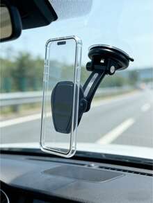 1pc Magnetic Car Phone Holder, Windshield Phone Mount, Car Phone Holder For Navigation, Compatible With Most Windshield Phone Holders, Suction Cup & Clip-On Design - A - View 5