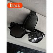 1pc Universal Car Sun Visor Glasses Clip, Made Of PVC, Car Glasses Holder, Interior Accessories, Glasses Storage Rack - Black/1pcs - View 2