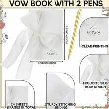 2 Set Wedding Vow Cards With Ribbon And Pens His And Hers Vow Books Paper Notebook Wedding Keepsake Essentials Elegant Bridal Shower Ceremony Tradition - Classic - View 3