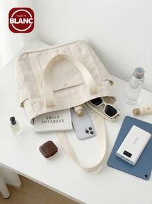 Extra Large Capacity Canvas Tote Bag, Minimalist And Chic, Suitable For Commuting, School, Travel Use School Supplies, Back To School - Multicolor - View 1