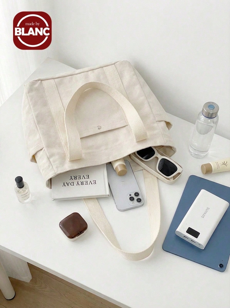 Extra Large Capacity Canvas Tote Bag, Minimalist And Chic, Suitable For Commuting, School, Travel Use School Supplies, Back To School - Multicolor - View 1