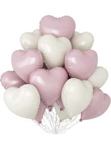 6/12 globos con forma de corazón de color rosa y blanco, globos de papel de aluminio con forma de corazón de color rosa claro y crema de 18 pulgadas para decoración de fiestas de cumpleaños, bodas, compromisos, aniversarios y San Valentín - Multicolor - Ver 1