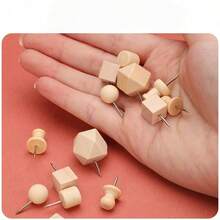 1 Set Wooden Push Pins, Including Square Pins, Angle Pins, Cylinder Pins, Etc. For Fixing Photos, Postcards