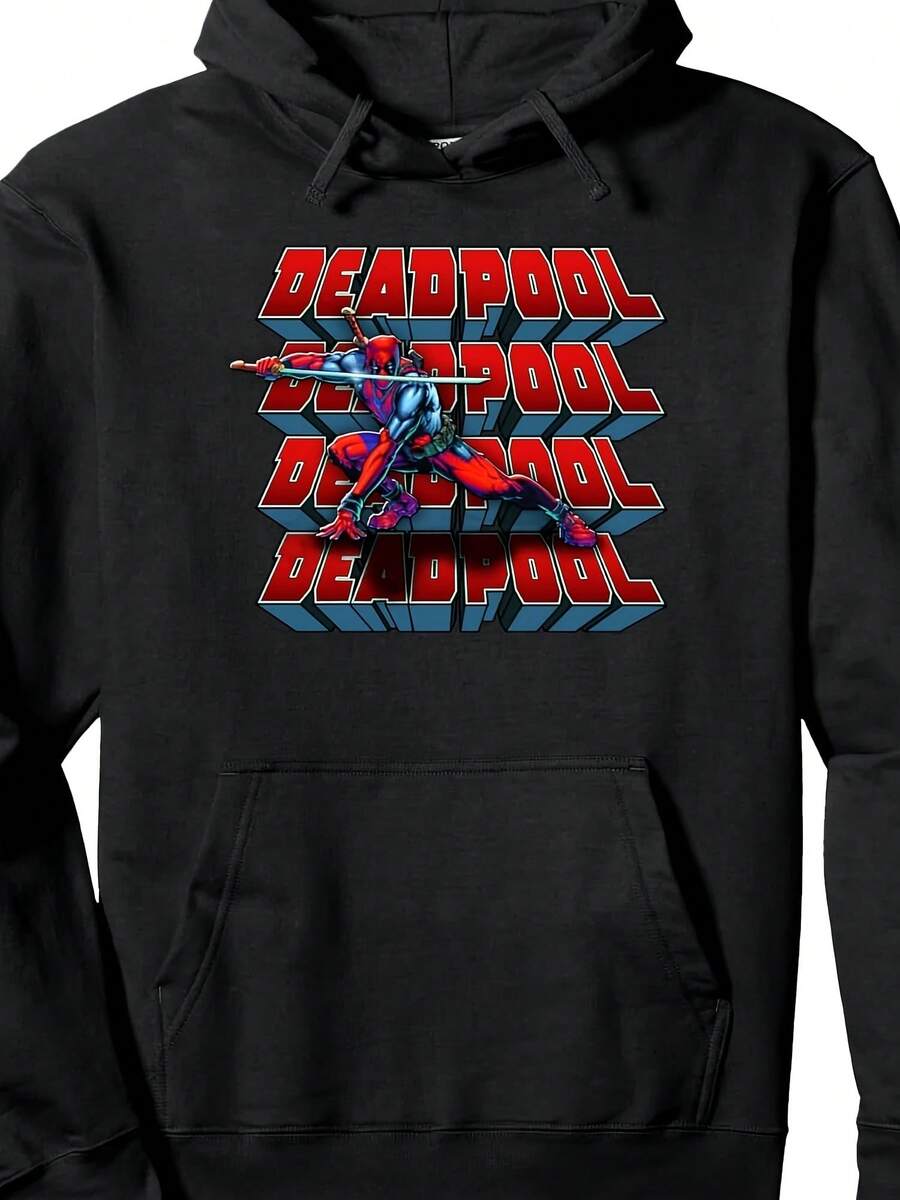 Comics Retro Classic Deadpool Stacked Text  Pose Pullover Hoodie - 款式23 - 查看 1