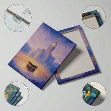 Tranh nghệ thuật treo tường phong cách Hồi giáo đêm huyền ảo & Tháp đồng hồ Mecca, tranh vẽ trên vải canvas theo phong cách Anime, tranh trang trí tâm linh cho nhà bếp, phòng khách, phòng ngủ, phòng làm việc tại nhà, quà tặng cho phái nữ, có thể mua không khung hoặc có khung. - Nhiều màu - Xem 2