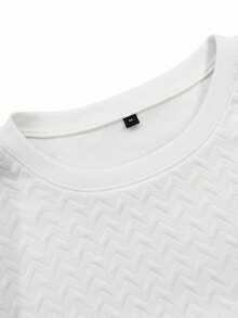 Men's Outdoor Casual Fashion Textured Minimalist Versatile Solid Color Short Sleeve T-Shirt - White - View 4