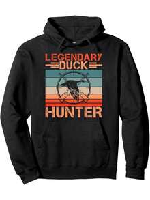 1 Piece Unisex Plus Size Men's Legendary Duck Hunter Hoodie - Hunting Pattern Pullover With Duck And Deer Hunting Design, Bold Legendary Duck Hunter Print, Long Sleeve Casual Hoodie, Suitable For Duck Hunting Enthusiasts, Autumn And Winter Warm And Comfortable, Machine Washable Clothing (Ideal Gift For Hunters) - Camouflage Style With Contrasting Colors (Black, Blue, Orange, Beige) - Fabric And Drawstring - Mix - View 1