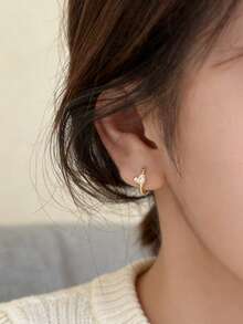 1 Pair Women'S Elegant Heart Shape Rhinestone Earrings - Sparkling Crystal Accents, Lightweight Comfort Fit, Perfect Valentine'S Day Gift & Thoughtful Present For Moms On Mother'S Day - 金色 - 查看 2