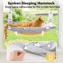 Cat Window Perch, Glow In The Dark Cordless Foldable Pet Hammock Bed For Window With Sturdy Metal Frame, Glowing Stars Pattern Resting Seat For Indoor Cats - 星星 - L - 查看 2