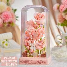 New Square Eternal Flower Strap Transparent Dust Cover, Independently Assembled Building Block Flowers, Simulated Flower Creative Ornaments, Display Ornaments, Suitable For Giving Friends Holiday Creative Gifts, Birthday Gifts - Multicolor - View 13
