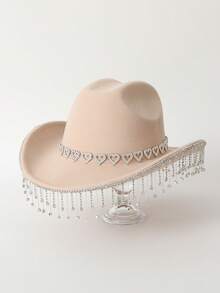 1 件女式纯色闪亮皇冠、流苏、人造水钻装饰西部牛仔帽，适合休闲装、派对、婚礼、节日万圣节 - 彩色 - 查看 24