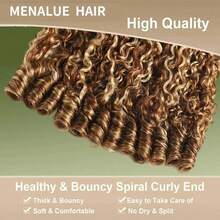 MENALUE Water Wave Burmese Curly Bundles Human Hair 24 26 28 Inches 3Pcs Honey Blonde Ombre Curly Human Hair Bundles Weave With Spiral End 3c4a Quick Weave Hair Bundles For Women 4/27 - 4月27日 - 查看 5