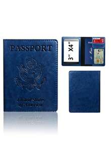Women's Men's Passport Holder With Multiple Card Pockets And ID Slot, PU Leather Travel Wallet Cover For Family Vacations And Holiday Gifts - 深藍色 - 查看 1