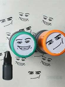 随机颜色印章盒 - 可爱有趣的黑色印章 - 趣味印章 - 适合日常办公、标签和指示印章，圣诞节、万圣节、情人节