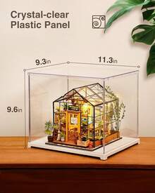 Robotime Acrylic Display Case - Transparent Dust Cover, Suitable For Miniature Houses And 3D Puzzle Models, Dimensions: 28.7 X 23.6 X 24.4 Cm, Stackable Design - Clear - View 5