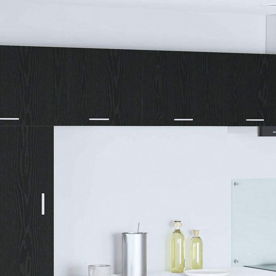 vidaXL Armoire suspendue 2 pcs Chêne noir et Blanc 50 x 31 x 40 cm - Noir - Voir 1