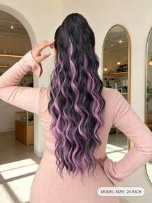 Claw Shaped Ponytail Extension Hair Accessory With Multiple Colors, 24 Inch Water Ripple Heat-Resistant Fiber Synthetic Ponytail Wig Suitable For Women's Christmas, Halloween Parties And Daily Use - Multicolor - View 3