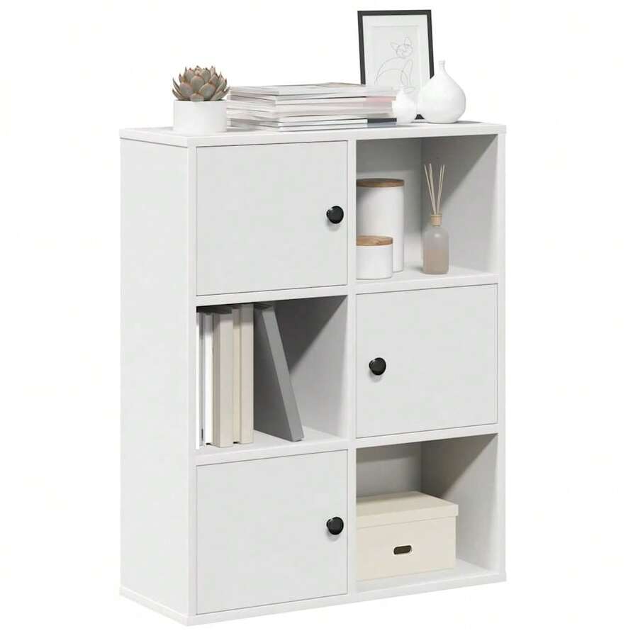 vidaXL Biblioteca blanca 60x24x76,5 cm ingeniería de madera - Blanco - Ver 1