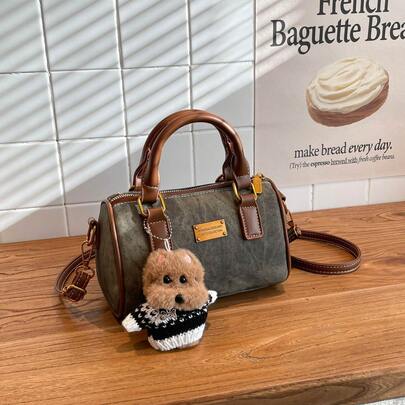 新款时尚复古印花手提包，多功能保龄球包，通勤必备。