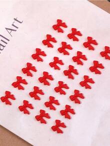50pcs Red Bow Nail Decorations, 3D Resin Bows For DIY Art Accessories, Nail Art Supplies - Red - View 3