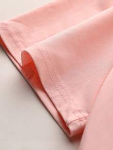 Girls' Cute Rabbit Pattern Middle Eastern Style Round Neck Short Sleeve Pullover Top, Spring/Summer New Arrival - Pink - View 7