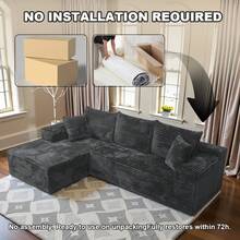 Modern Sofas For Living Room: 104" Modular Boneless Cloud Couch | L-Shape Sectional W/ Chaise Lounge, Deep Seat & Easy Setup | Bedroom Friendly - 深灰色 - 查看 5