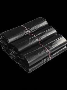 50pcs Thicker & Larger Black Trash Bags, Kitchen Garbage Bags, Vegetable Bags, Large Trash Bags, Suitable For Paper, Plastic, Bottles, Newspapers, Lawn, With Handle Plastic Bags, T-Shirt Bags, Bulk Plastic Bags - Black - View 7