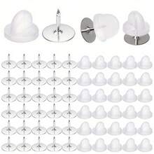100 Pcs Rubber Blank Pin Backs Butterfly Clutch Backings Holder Tie Tacks Keepers Replacement With 9mm Length 10mm Width Lapel Enamel Pins For Craft Making - The Cap Has Spikes - View 8