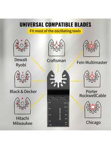 100PCS Oscillating Saw Blades, Quick Release Multitool Blades Kit, HCS Tool Blades For Wood Plastic Metal Nails Bolts, Compatible With Dewalt Fein Worx Bosch Makita Milwaukee - 黑色 - 查看 3