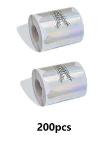 200/100pcs Hypoallergenic Fish Shaped Aluminum Foil Nail Art Molds, Suitable For French Manicure And Extension - Durable Nail Art Templates - Multicolor - View 7