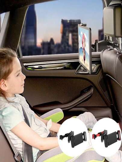 1pc 360° Adjustable Car Headrest Mount Holder For 4" To 11" Tablets, Smartphones, IPad Air/Mini, Tabs And Switch, Essential For Road Trips