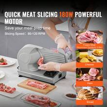 Meat Slicer, 180W Electric Deli Food Slicer With 7.5" SUS420 Stainless Steel Blade And Blade Guard, 0 - 0.6 Inch Adjustable Thickness For Home Use, Easy To Clean, Cut Meat, Bread, Ham And Cheese - Bạc - Xem 2